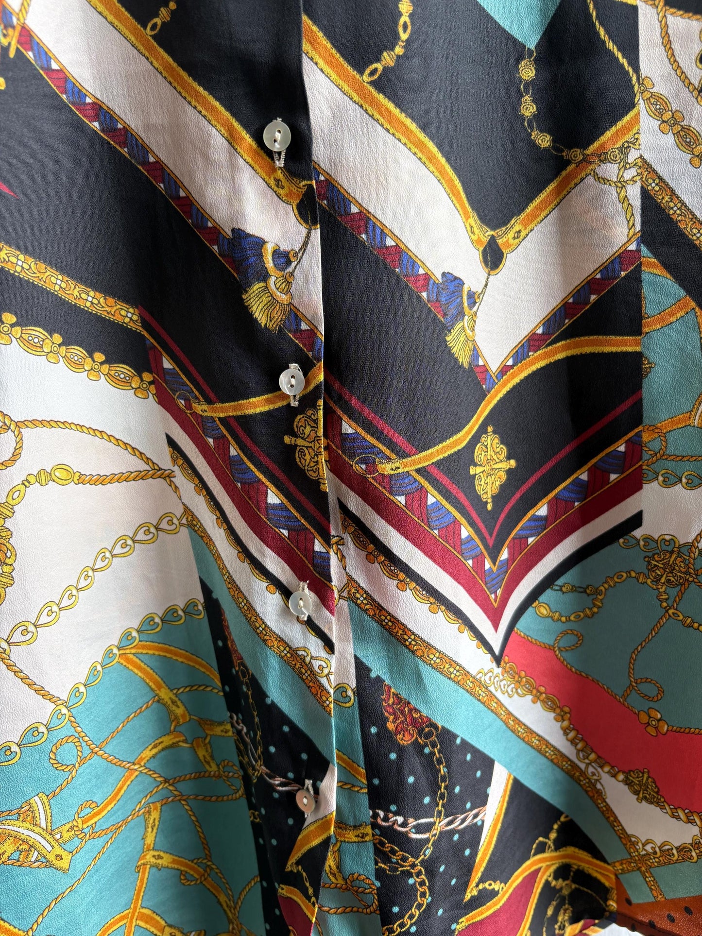 Retro 80s Multicolor Button-Up Blouse — additional view 7