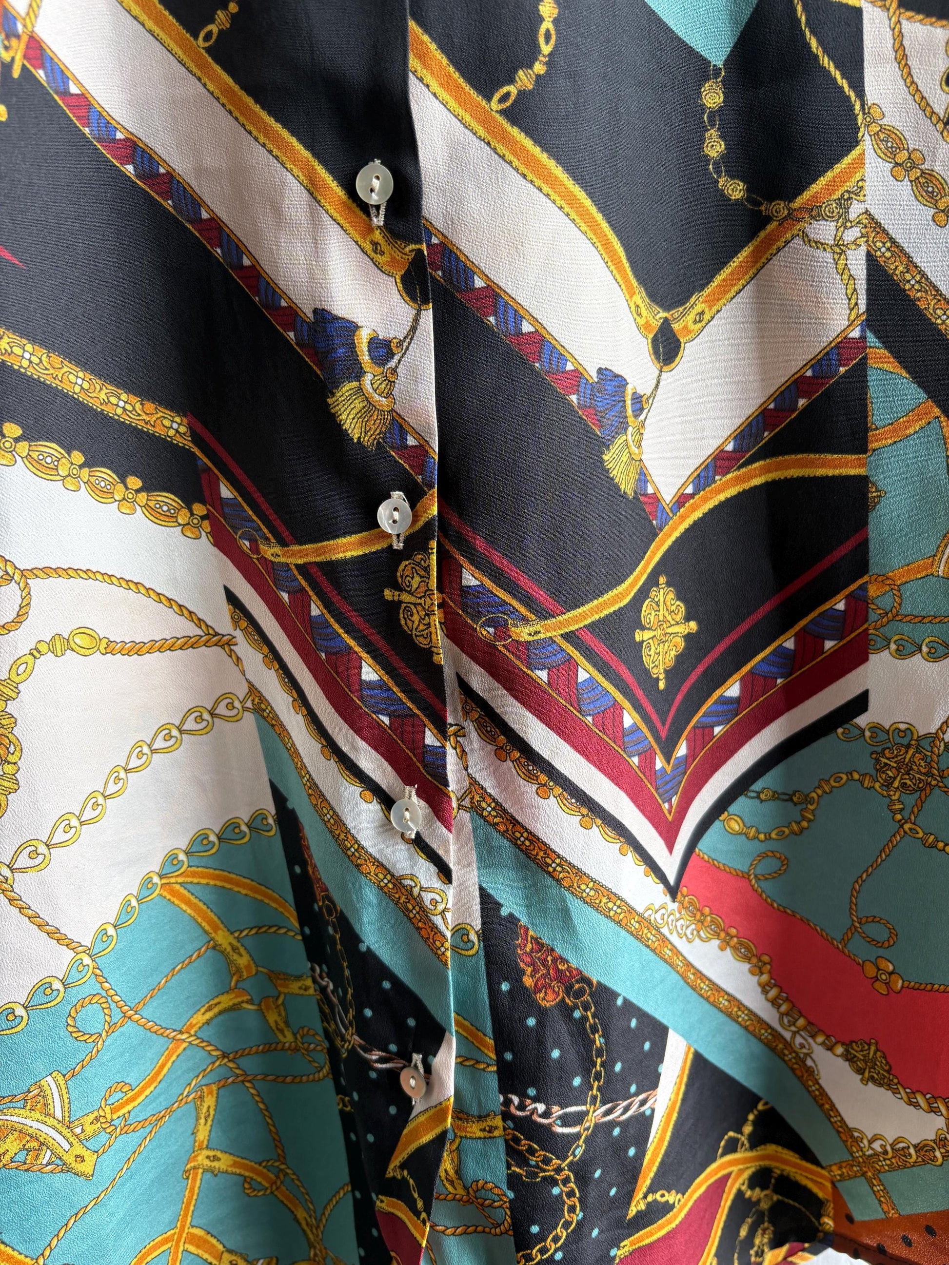 Retro 80s Multicolor Button-Up Blouse — additional view 7