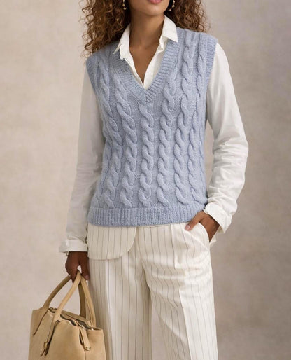 Vintage Blue Hand-Knit Waistcoat