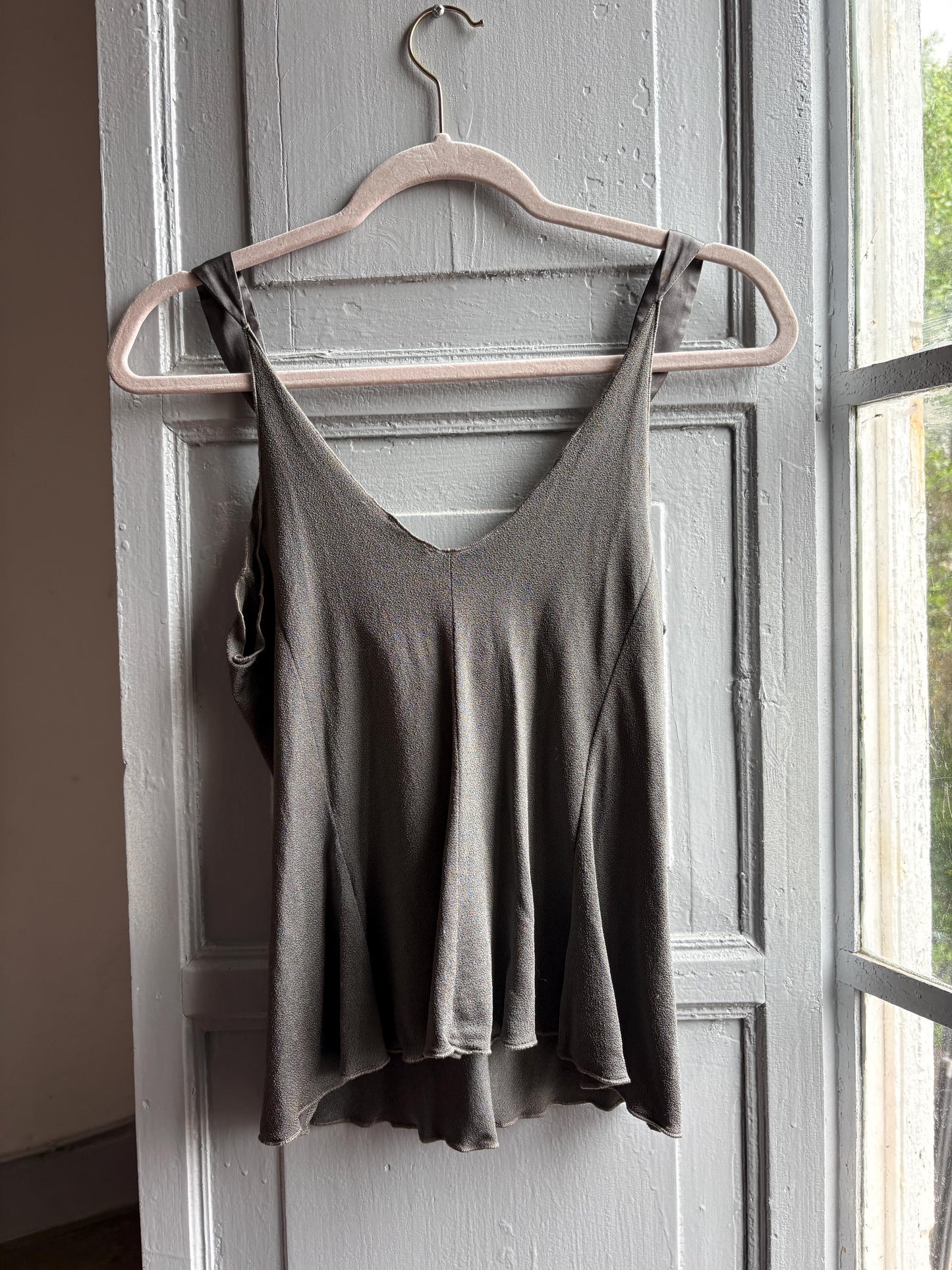 Charcoal Camisole With Tie Front — back view