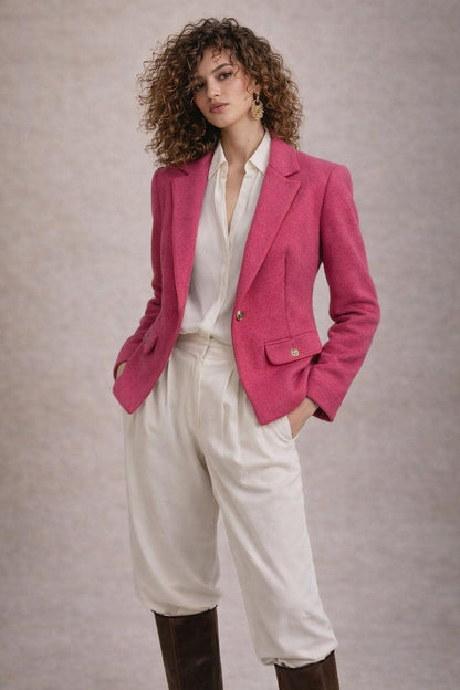 Marella Pink Cotton-Wool Blend Blazer