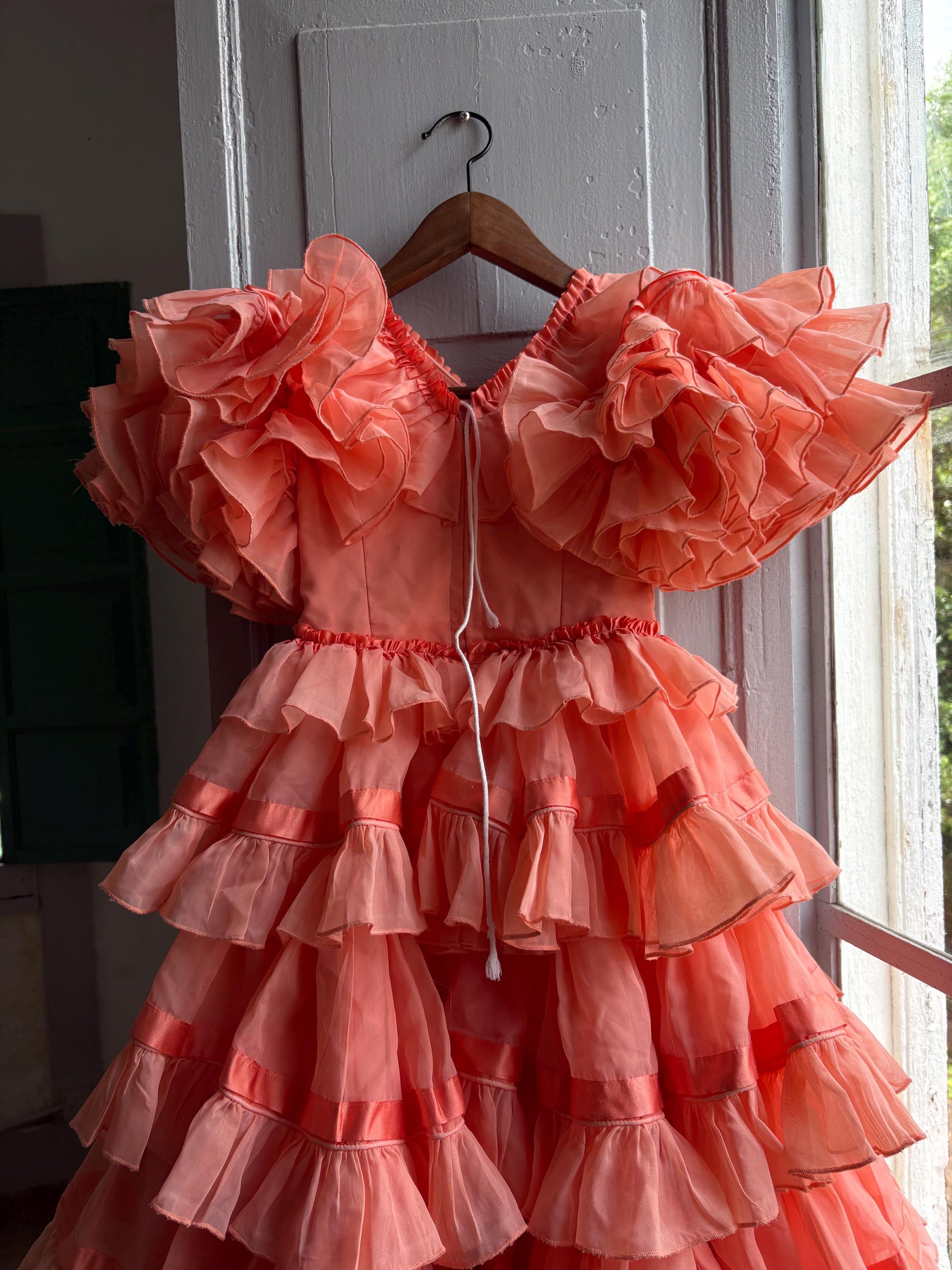 Salmon Pink Flamenco Dress for Kids — detail