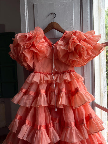 Salmon Pink Flamenco Dress for Kids — detail
