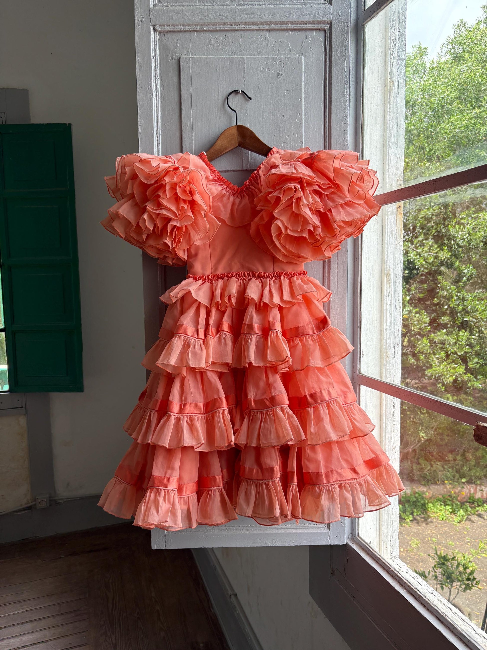 Salmon Pink Flamenco Dress for Kids