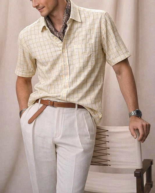 Vintage Yves Saint Laurent Plaid Summer Shirt