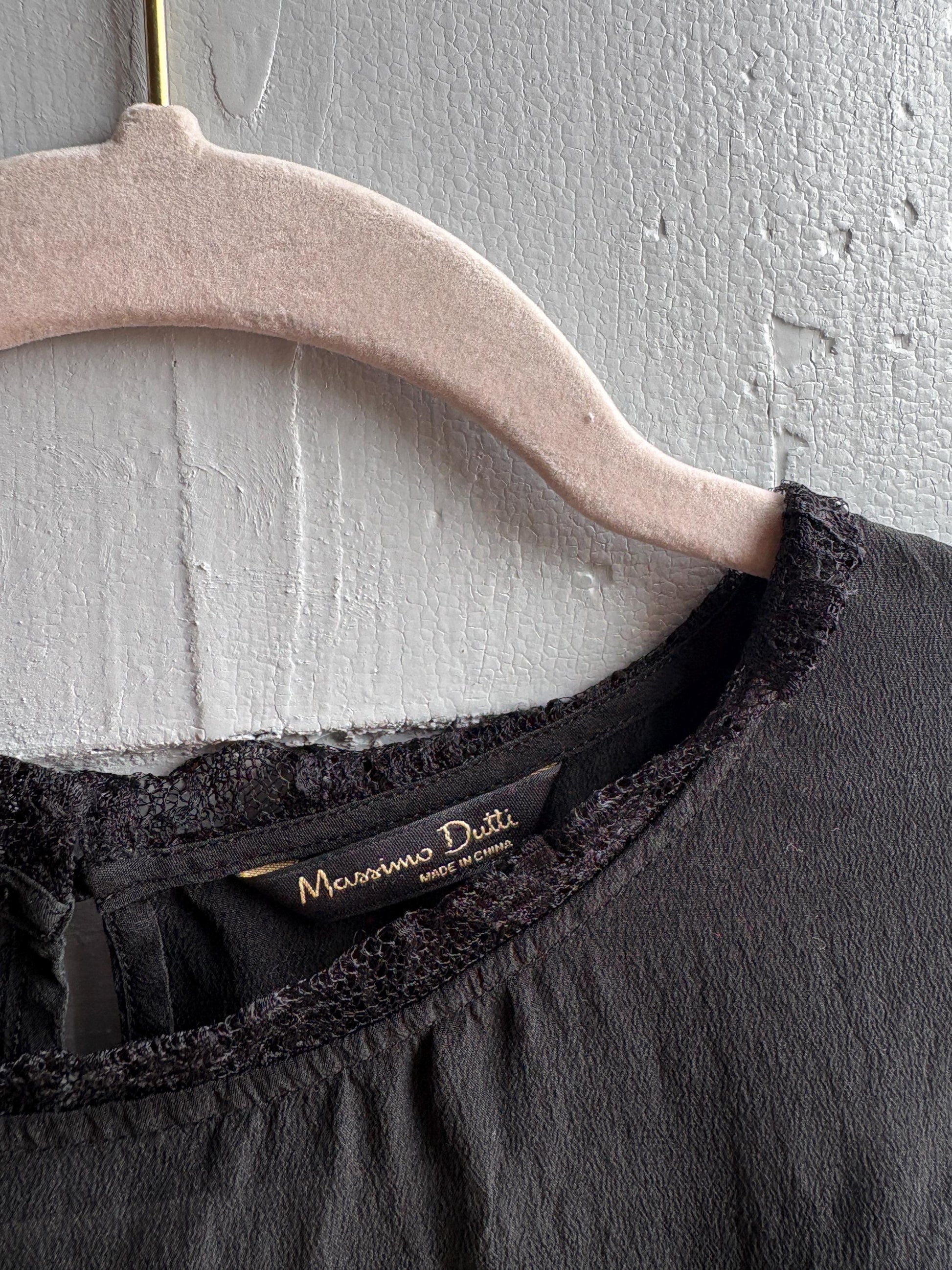 Black Silk Shirt With Lace Sleeves — additional view 6