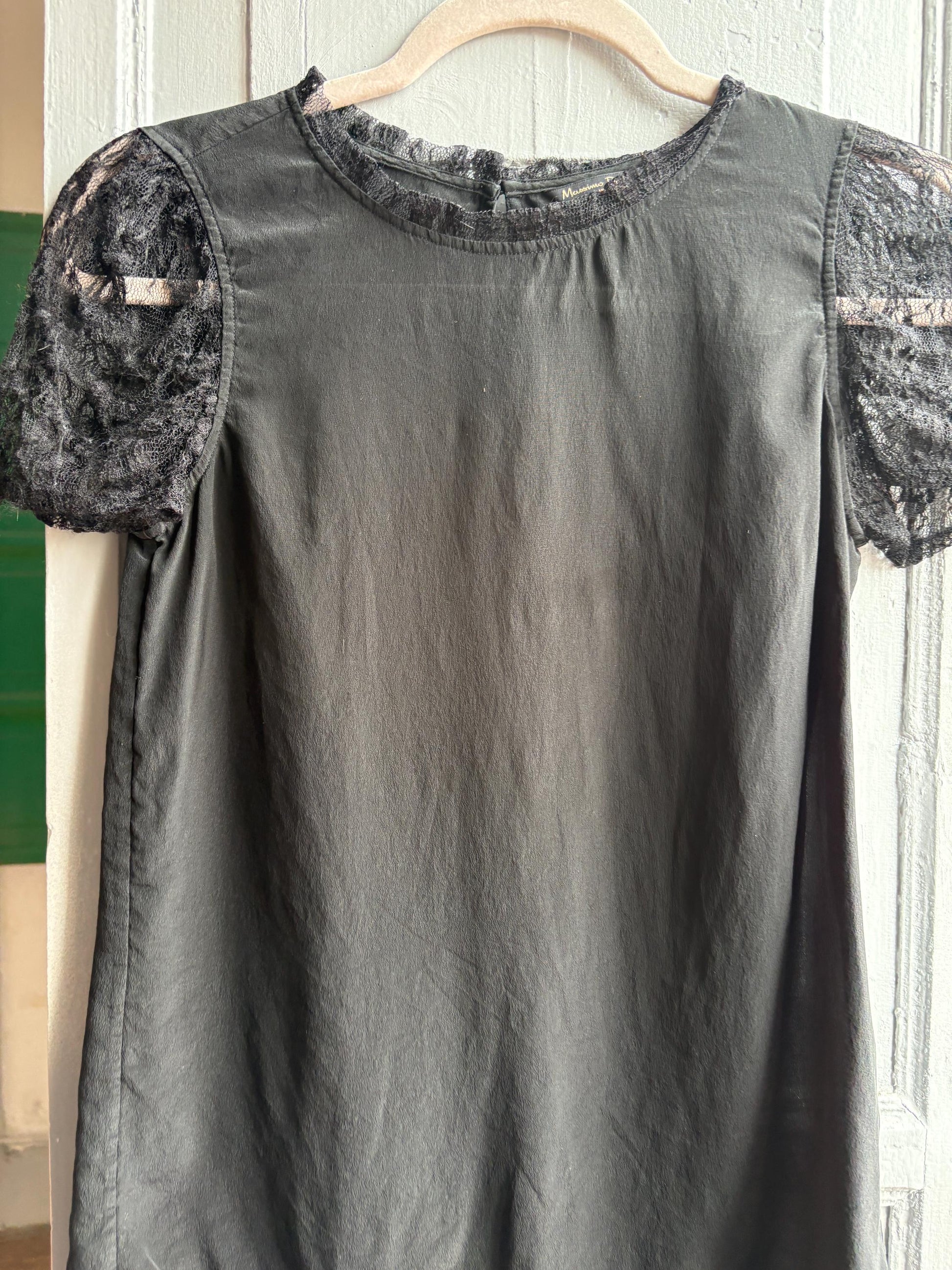 Black Silk Shirt With Lace Sleeves — additional view 11