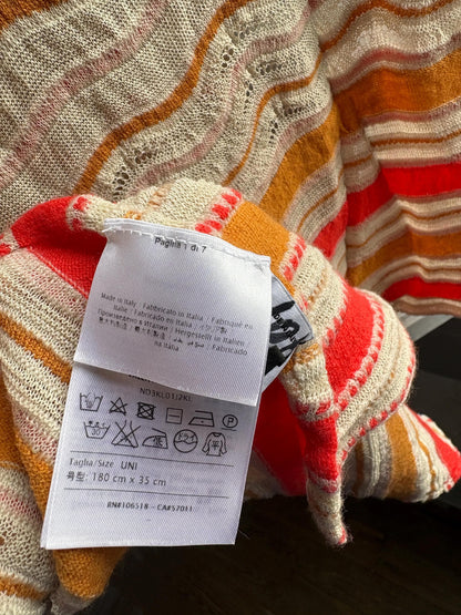 Vintage M Missoni Wool Blend Zigzag Scarf — fabric close-up