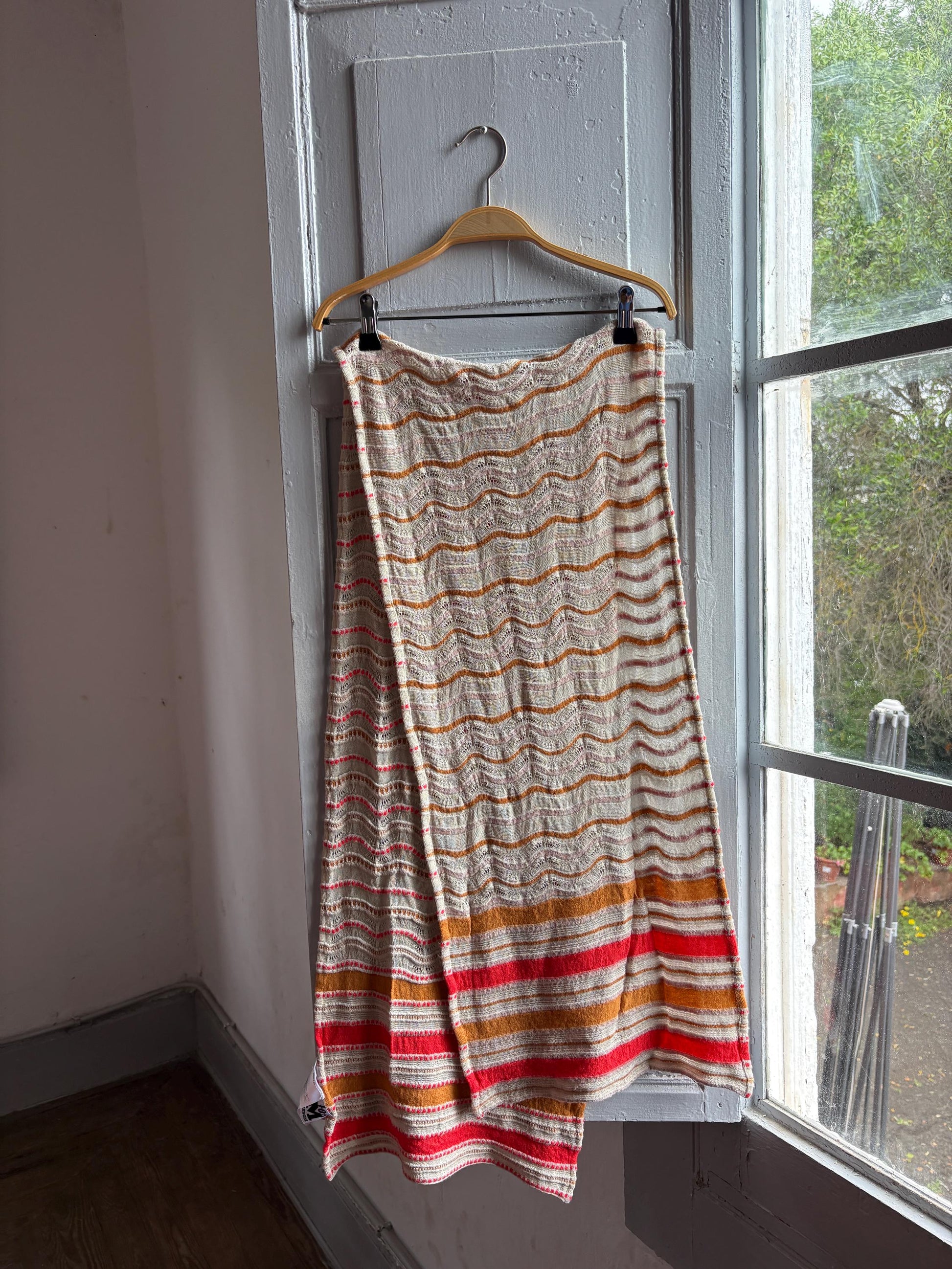 Vintage M Missoni Wool Blend Zigzag Scarf — detail