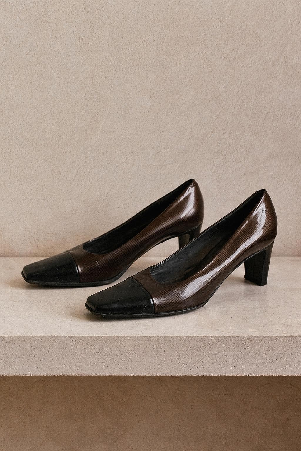 Dark Grey Patent Leather High Heels