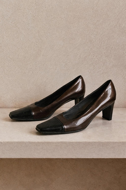 Dark Grey Patent Leather High Heels