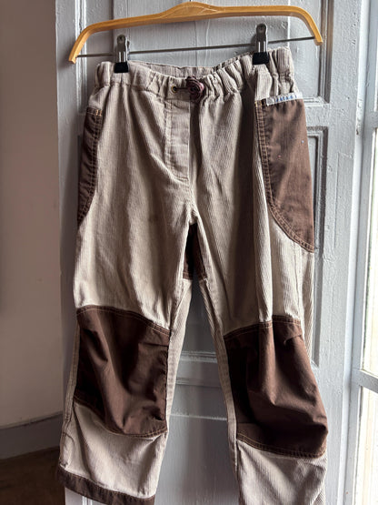 Beige Kids Trousers With Reinforced Knees — back view