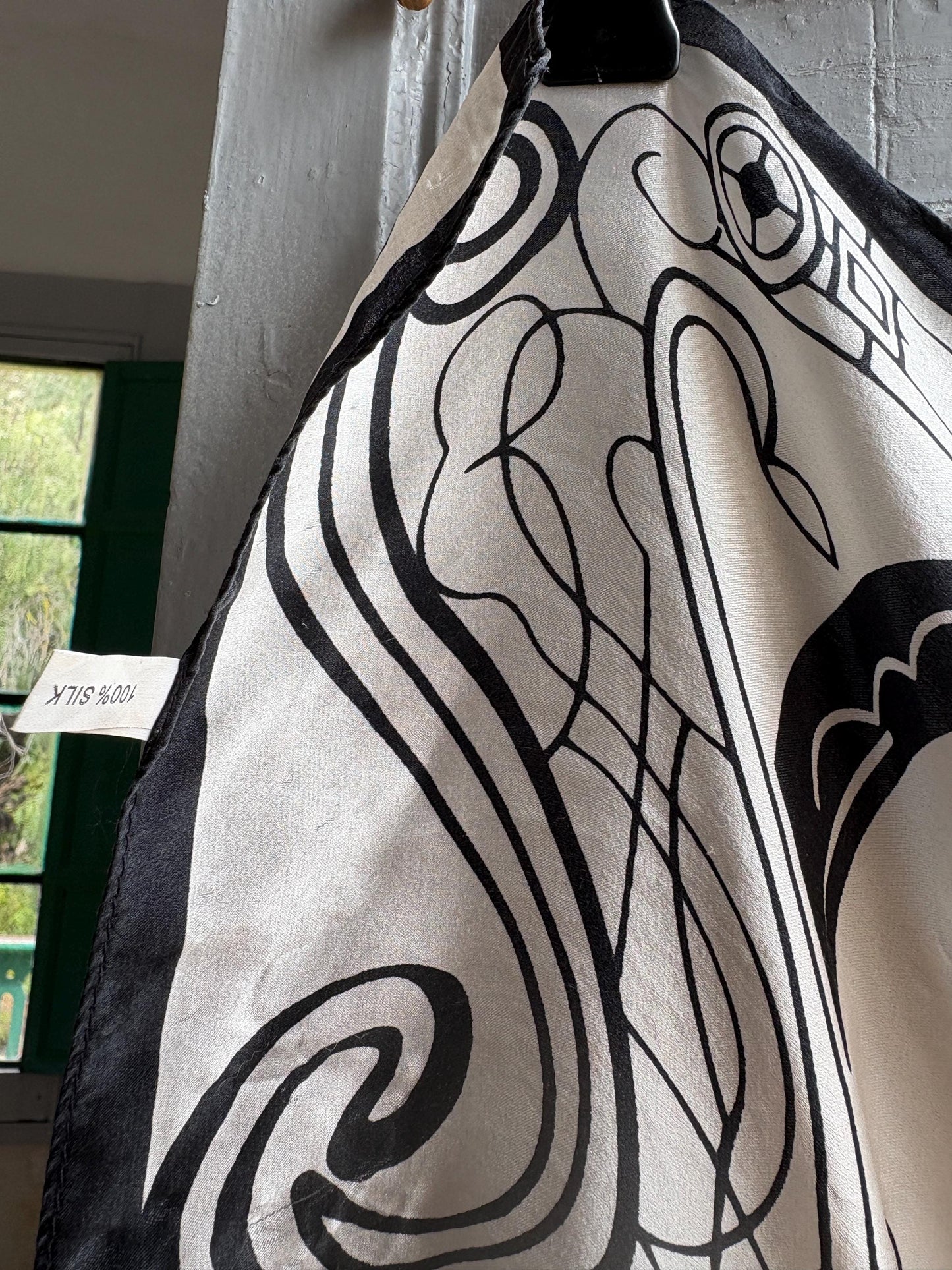 Luxury Black and White Silk Scarf — additional view 11