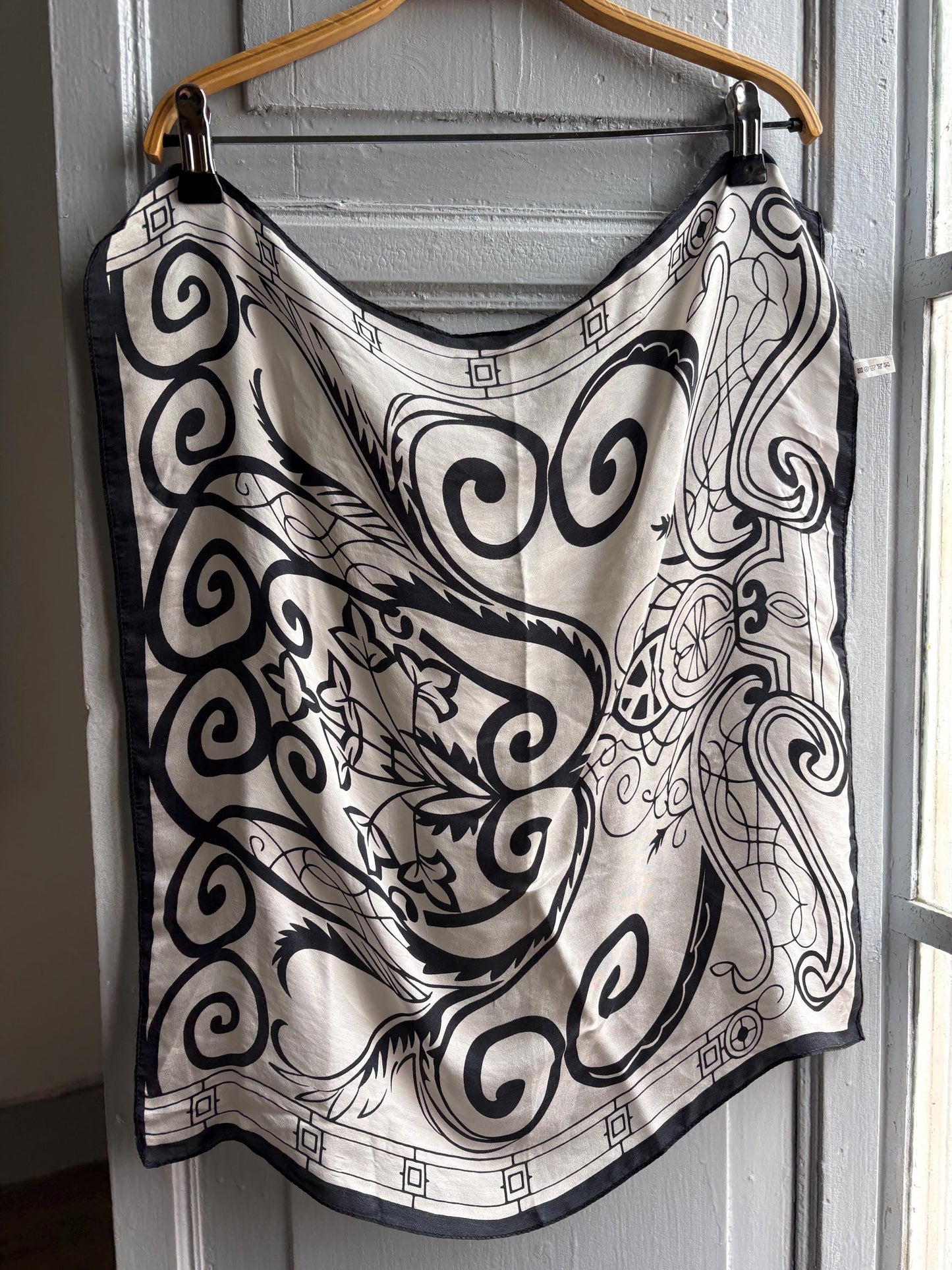 Luxury Black and White Silk Scarf — additional view 7