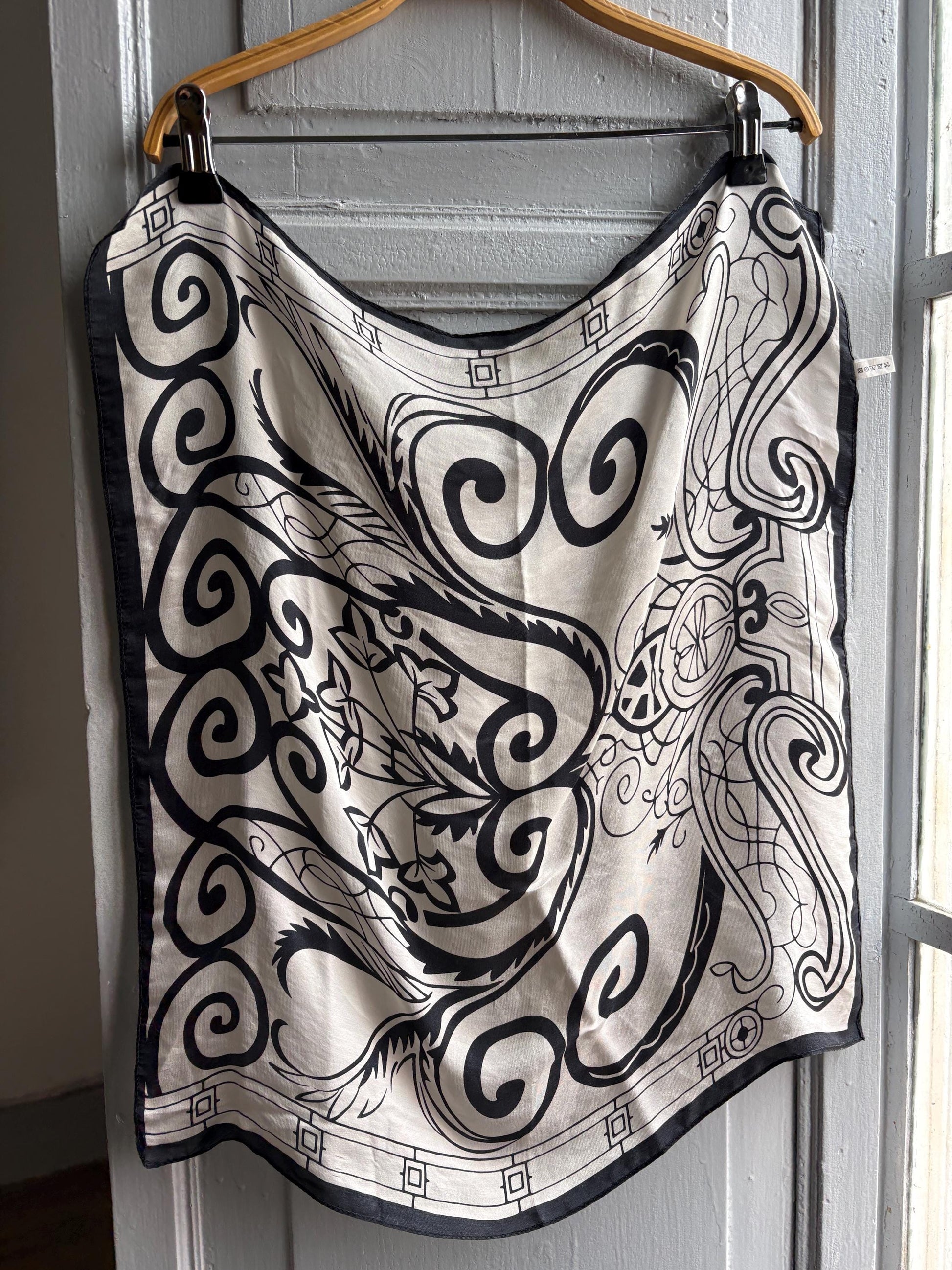 Luxury Black and White Silk Scarf — additional view 7