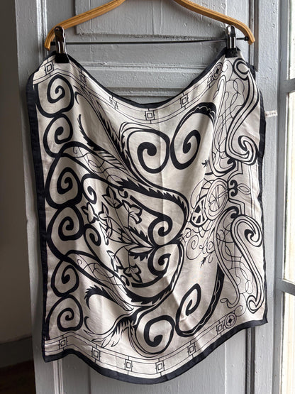 Luxury Black and White Silk Scarf — additional view 7