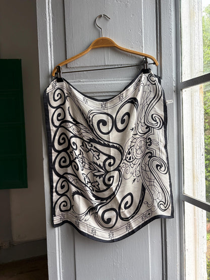 Luxury Black and White Silk Scarf — additional view 6