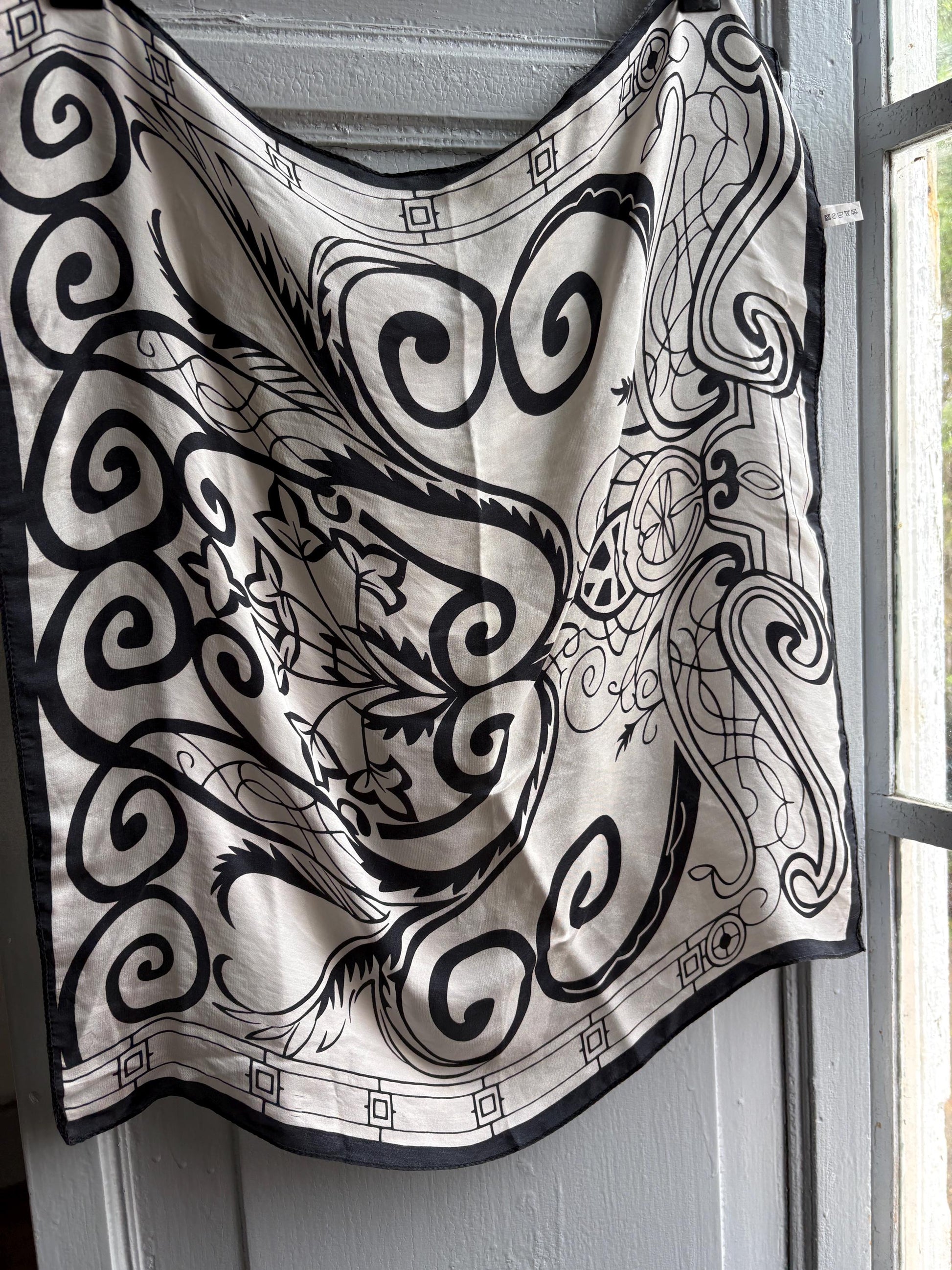 Luxury Black and White Silk Scarf — additional view 10