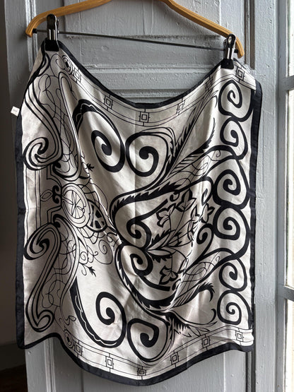 Luxury Black and White Silk Scarf — additional view 5