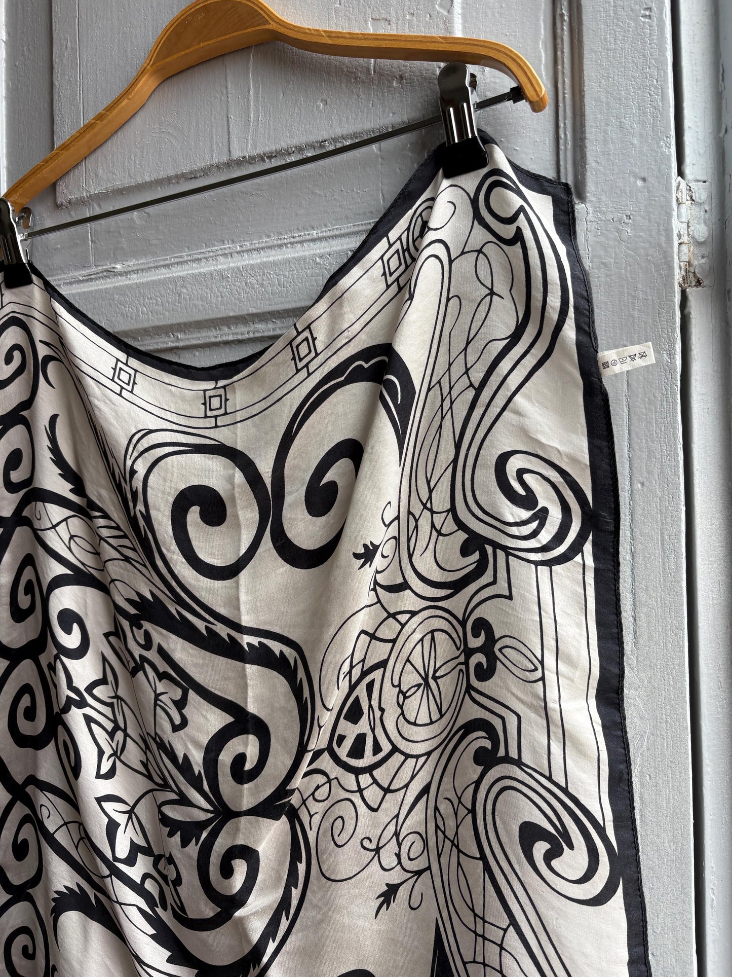 Luxury Black and White Silk Scarf — additional view 9