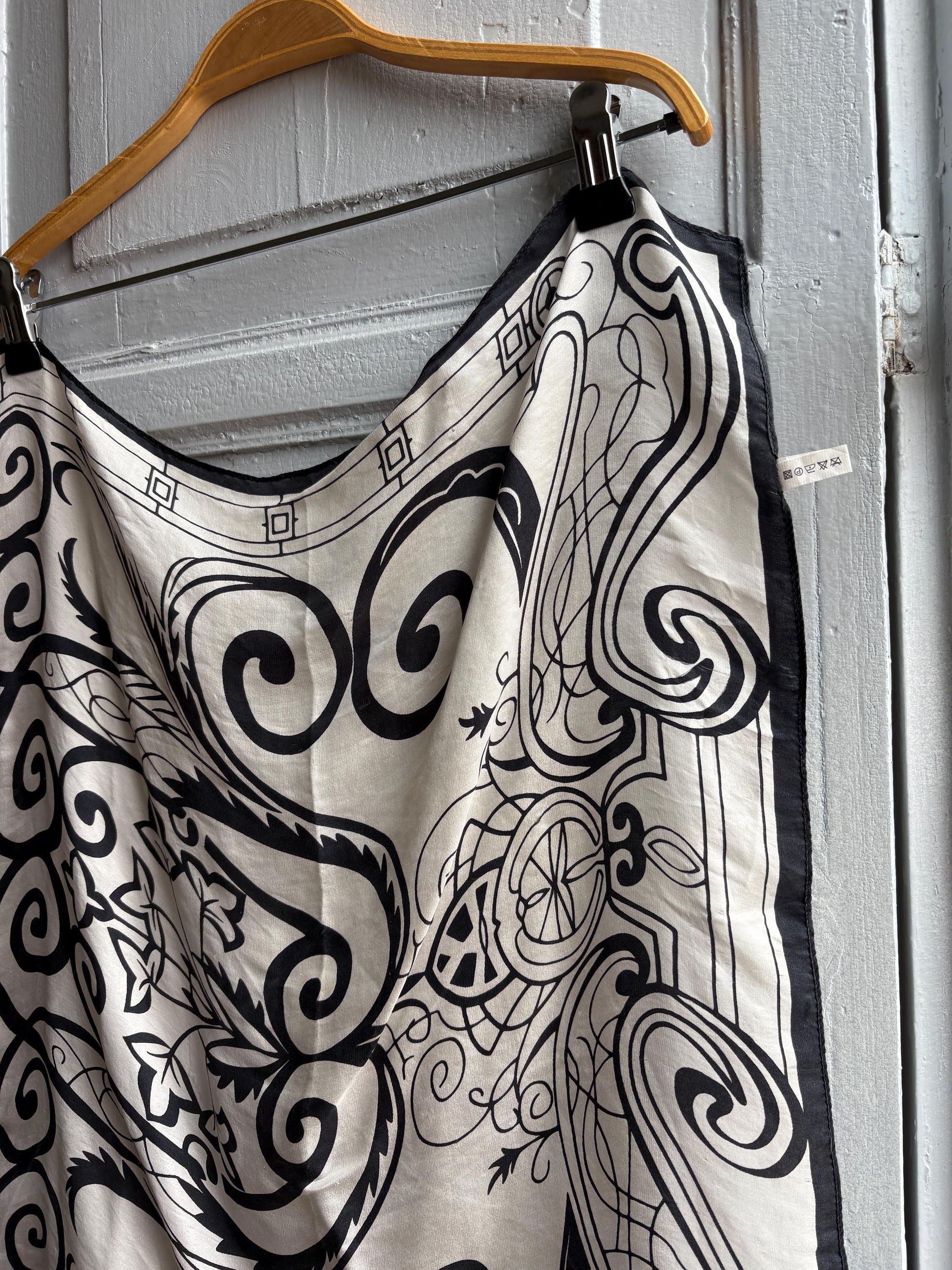 Luxury Black and White Silk Scarf — additional view 9