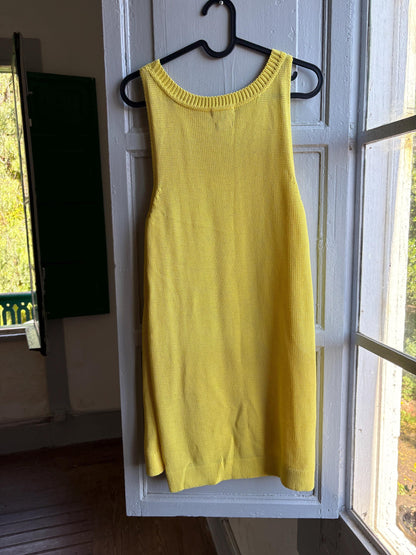 Vibrant Yellow Knit Summer Dress — back view