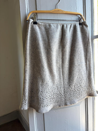 Grey Pure Wool Women's Skirt — fabric close-up