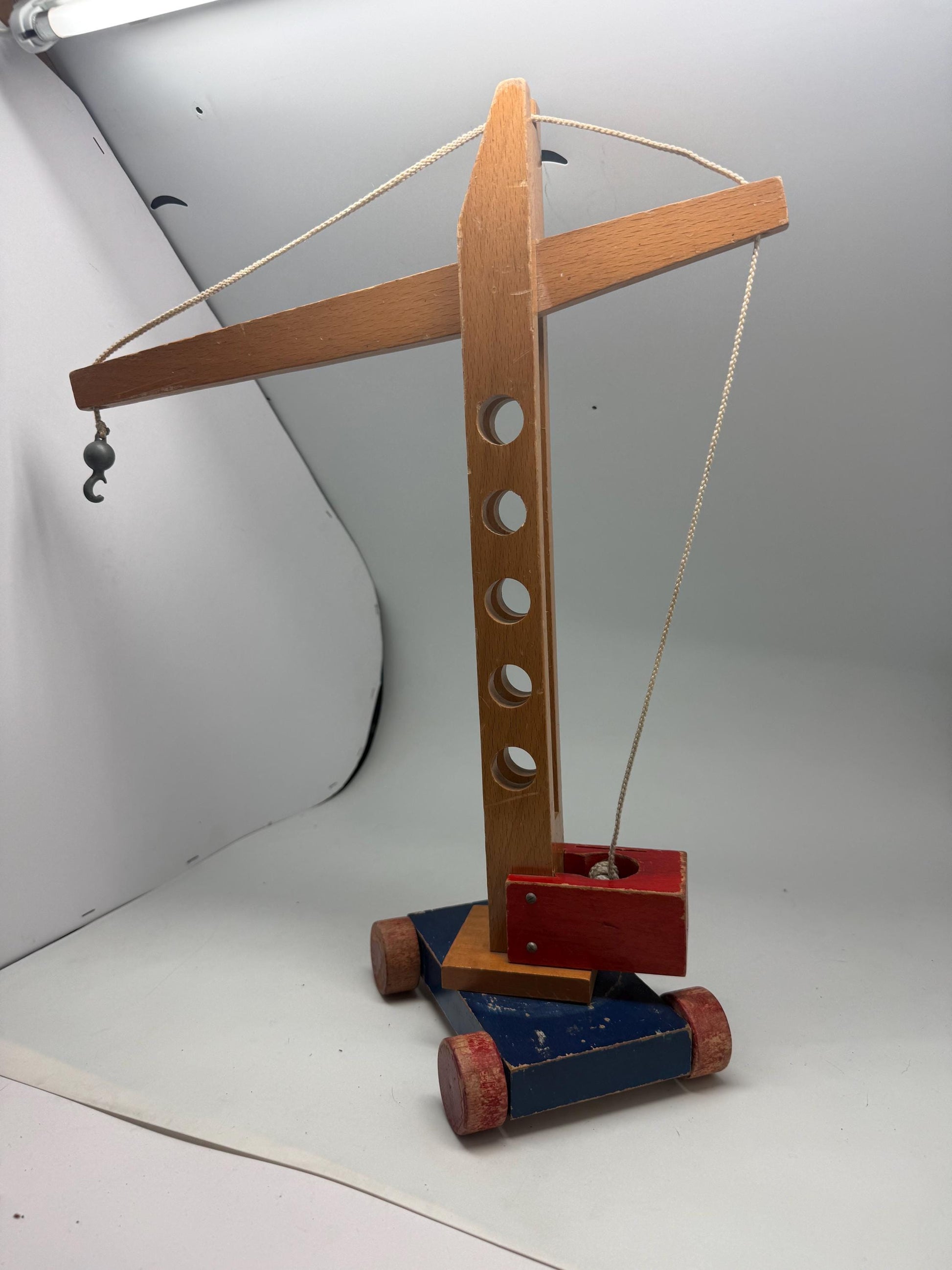 Montessori Wooden Crane Pull Toy — fabric close-up