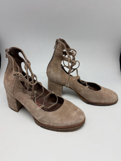 Taupe Suede Lace-Up Heels — additional view 9