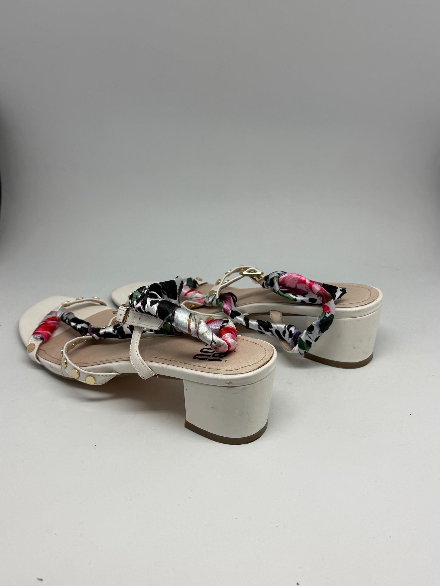 Bibi Lou White Leather Heels With Studded Straps — additional view 6