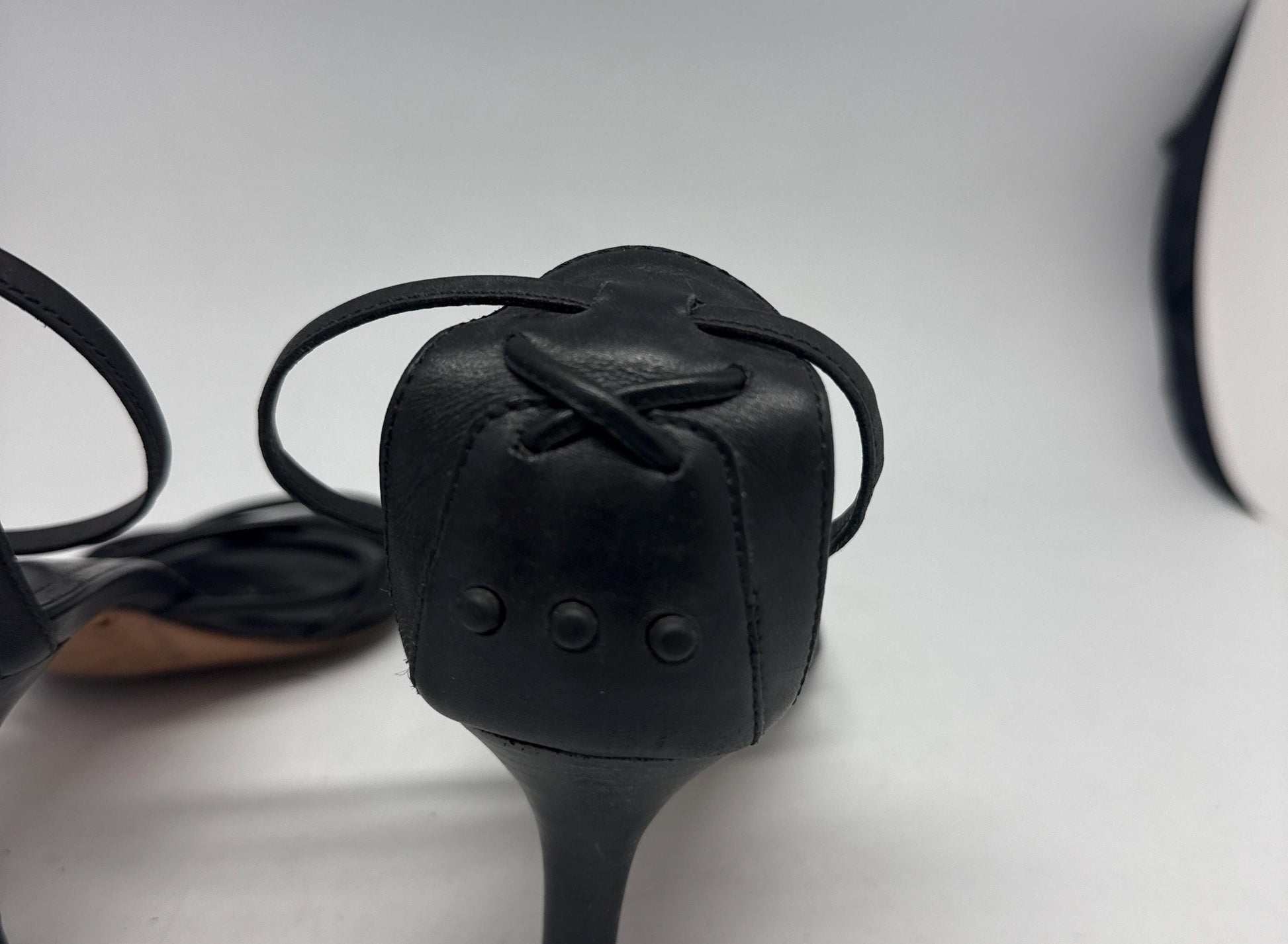 Classic Black Leather Heels with Ankle Strap — additional view 7