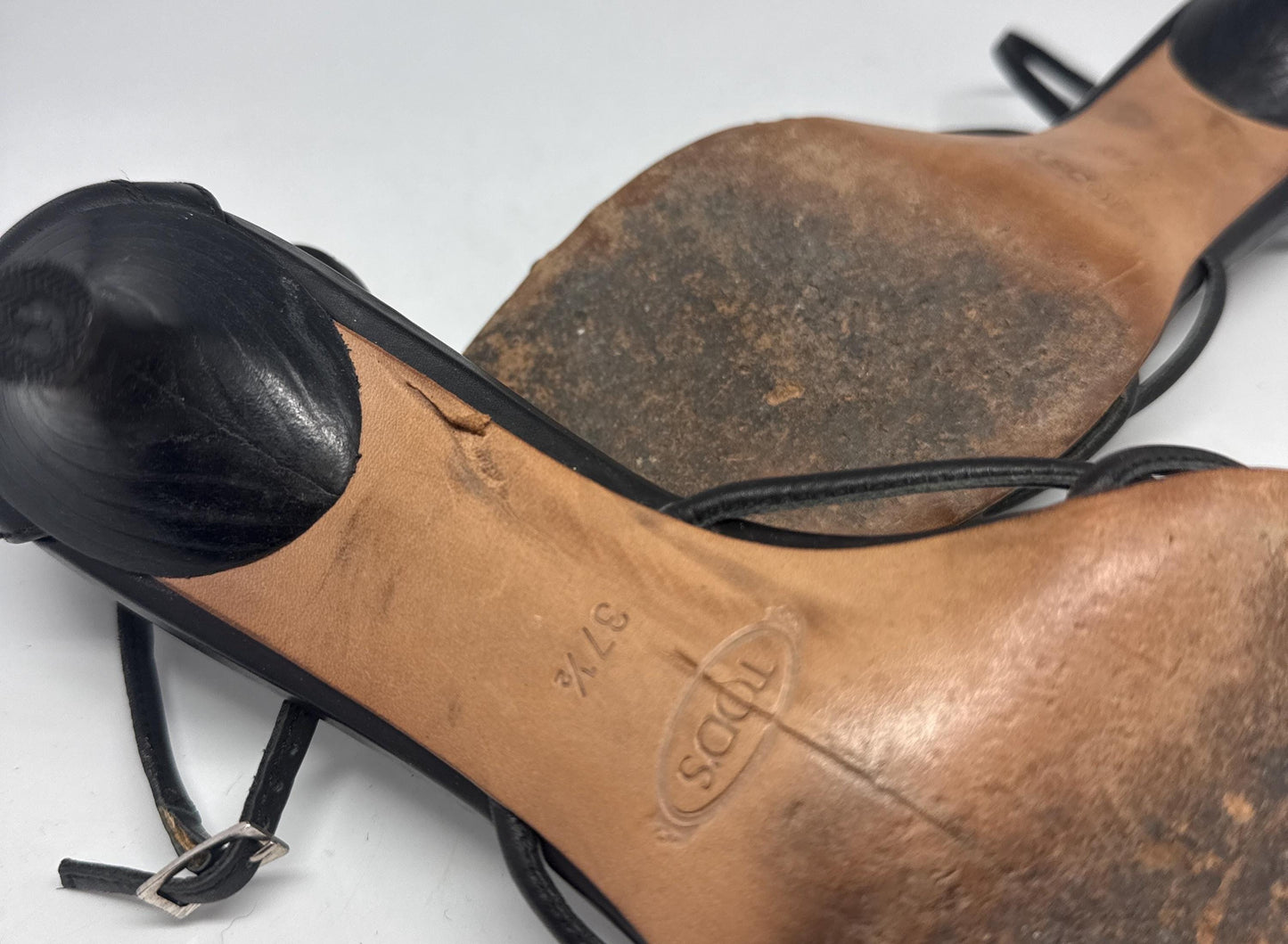Classic Black Leather Heels with Ankle Strap — additional view 6