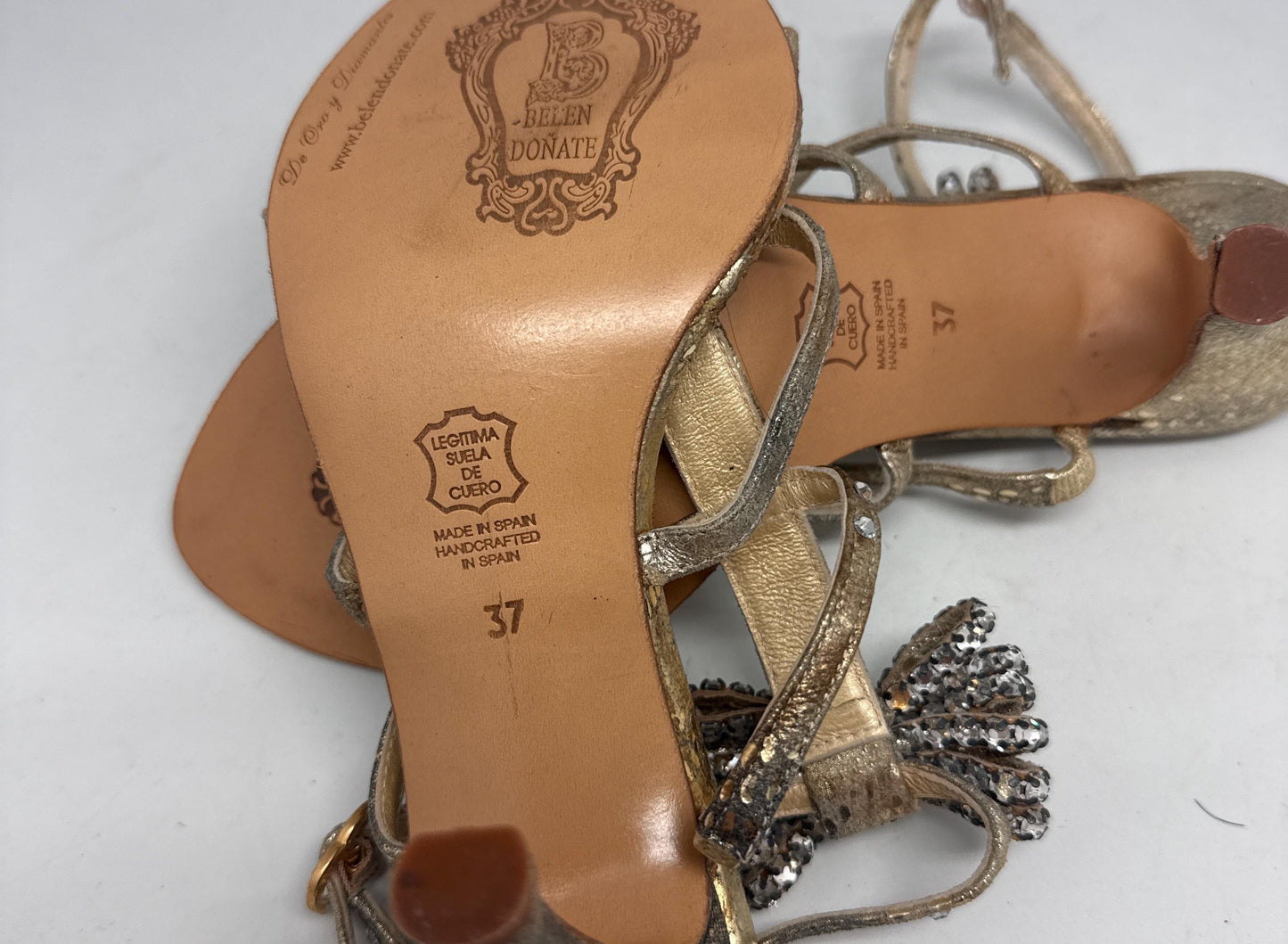 Belen Doñate Handmade Gold Leather Heels — additional view 9