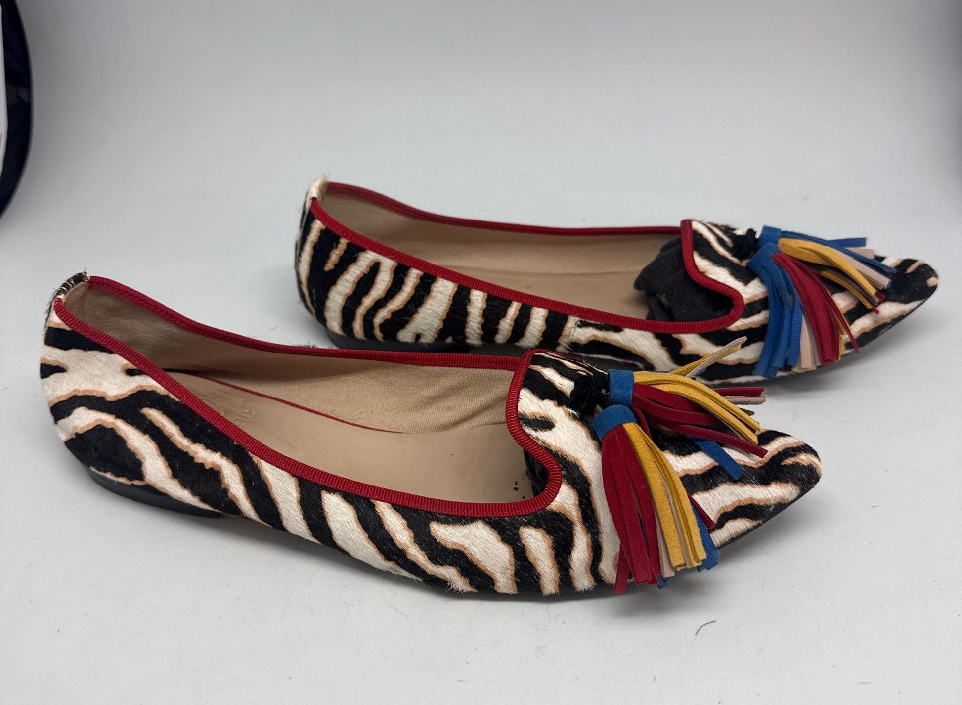 Zebra Leather Ruffled Loafers — detail