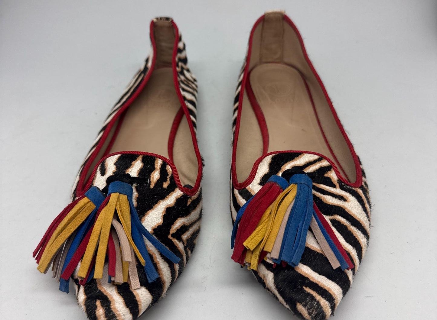 Zebra Leather Ruffled Loafers — additional view 7