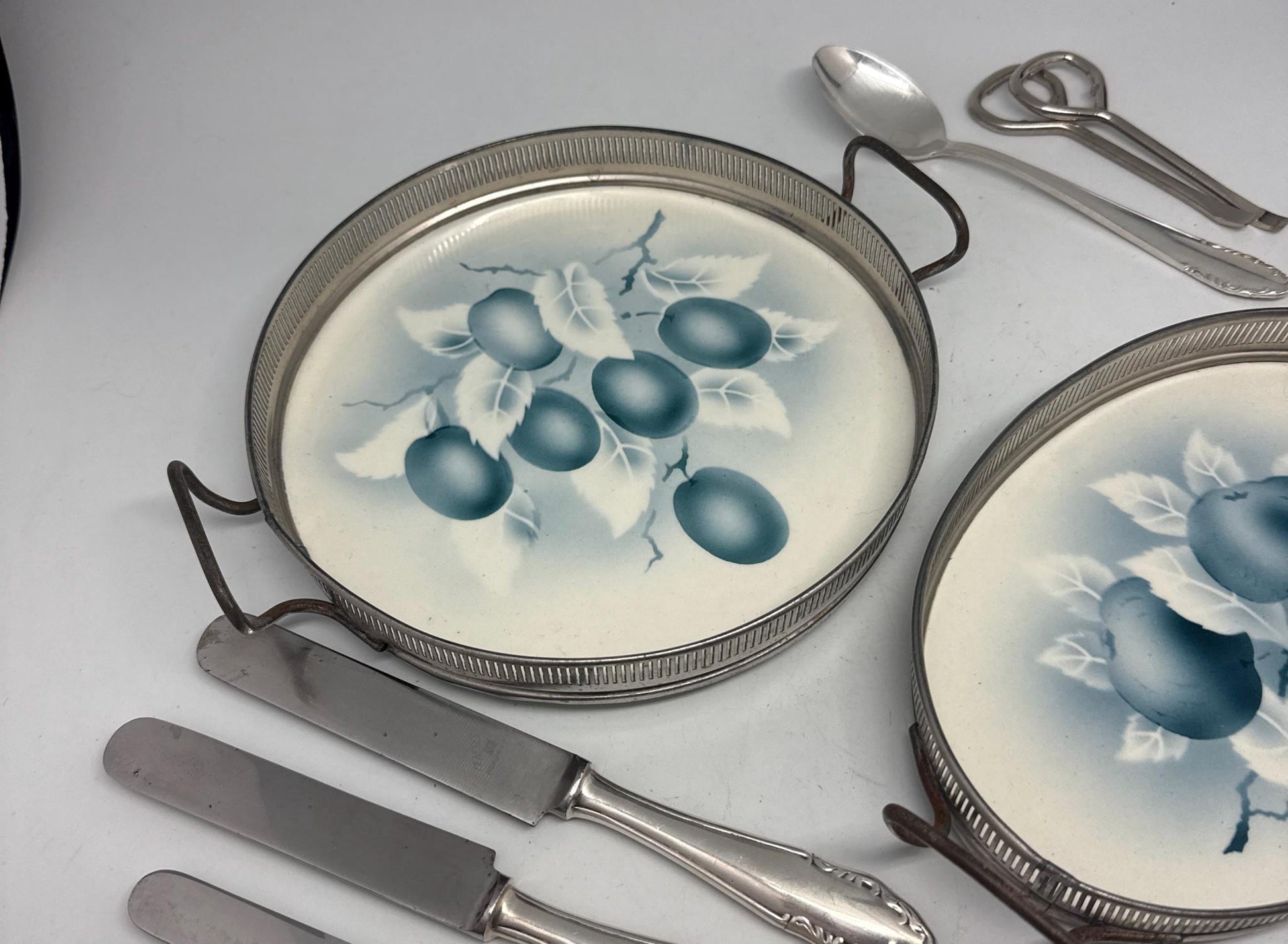 Porcelain Blue Fruit Trays Set, 20cm Elegant Design