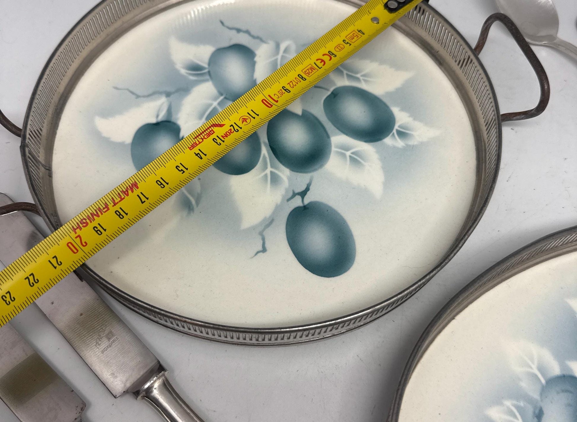 Porcelain Blue Fruit Trays Set, 20cm Elegant Design
