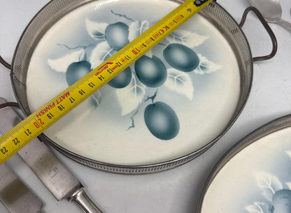 Porcelain Blue Fruit Trays Set, 20cm Elegant Design