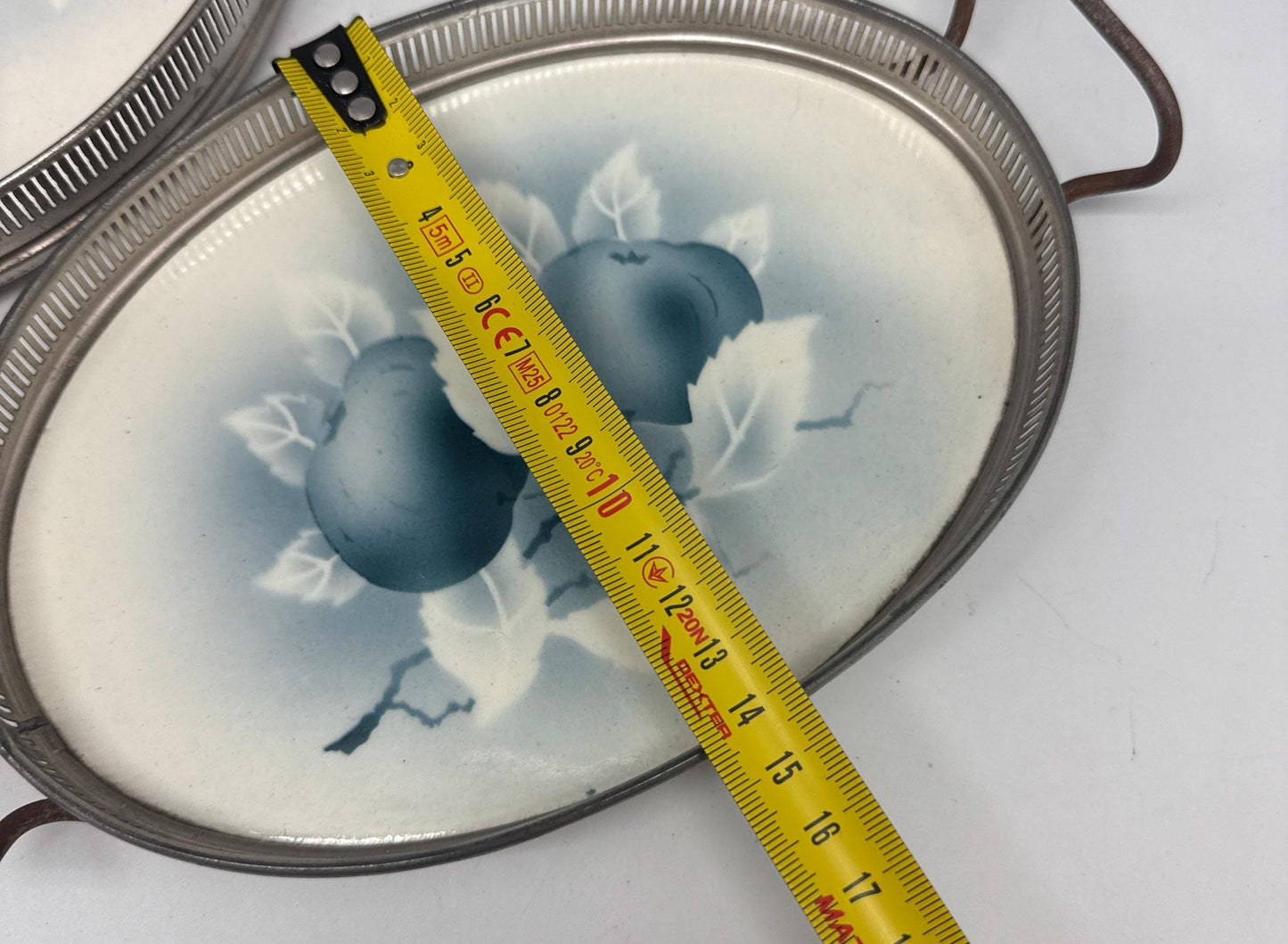 Porcelain Blue Fruit Trays Set, 20cm Elegant Design