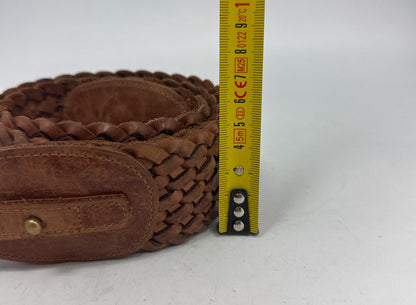 Massimo Dutti brown leather belt, Size 75 woven design