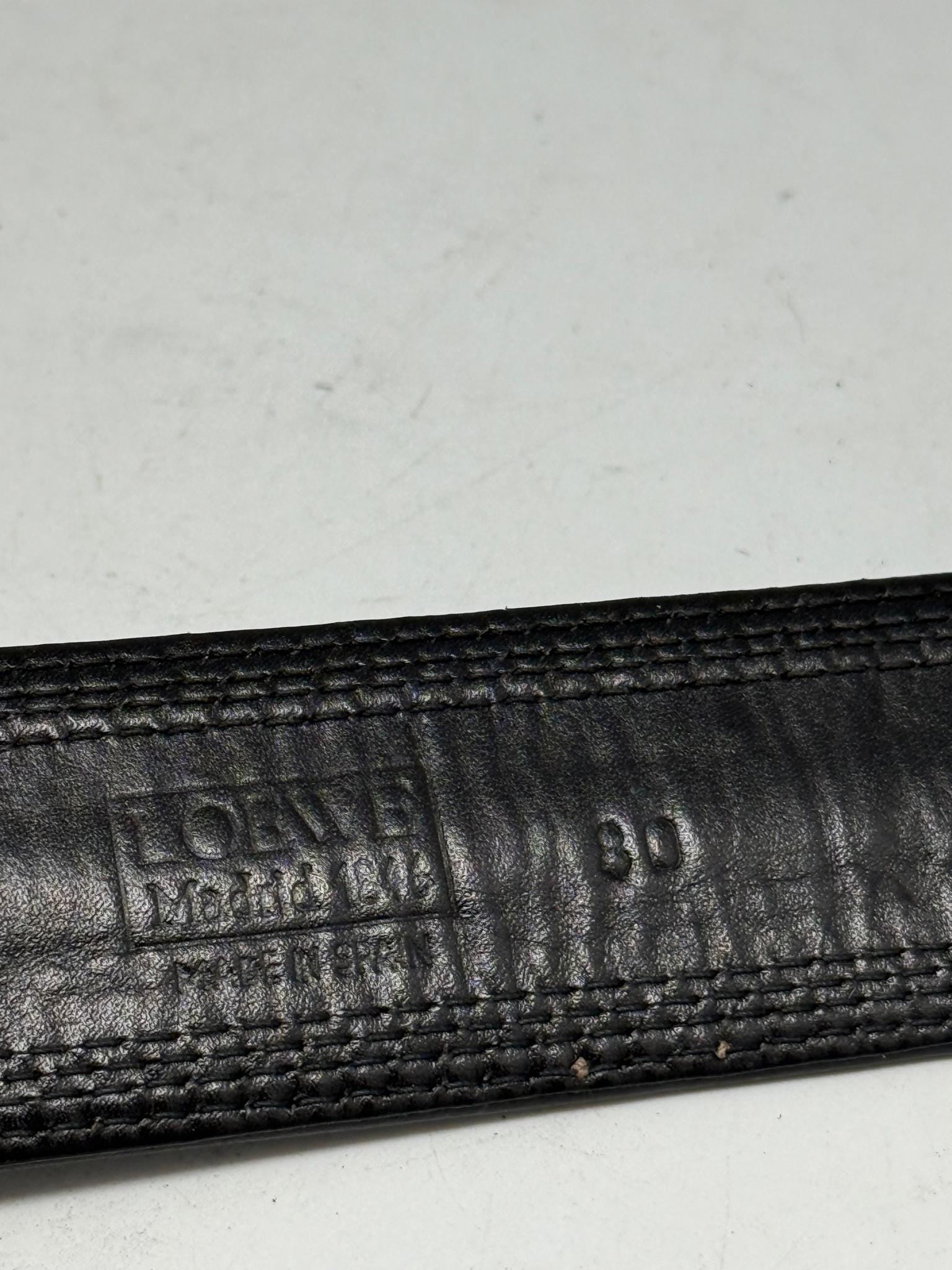 Vintage Black Leather Belt With Gold Buckle — additional view 5