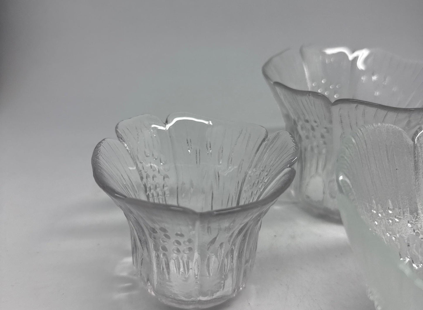 Vintage Floral Glass Candle Holder Set — fabric close-up