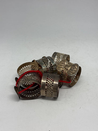 Elegant Vintage Silver Bow Napkin Rings Set — back view