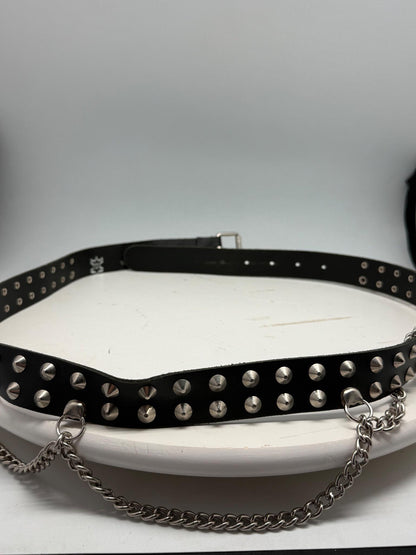 Gothic Black Leather Belt With Silver Studs — additional view 8
