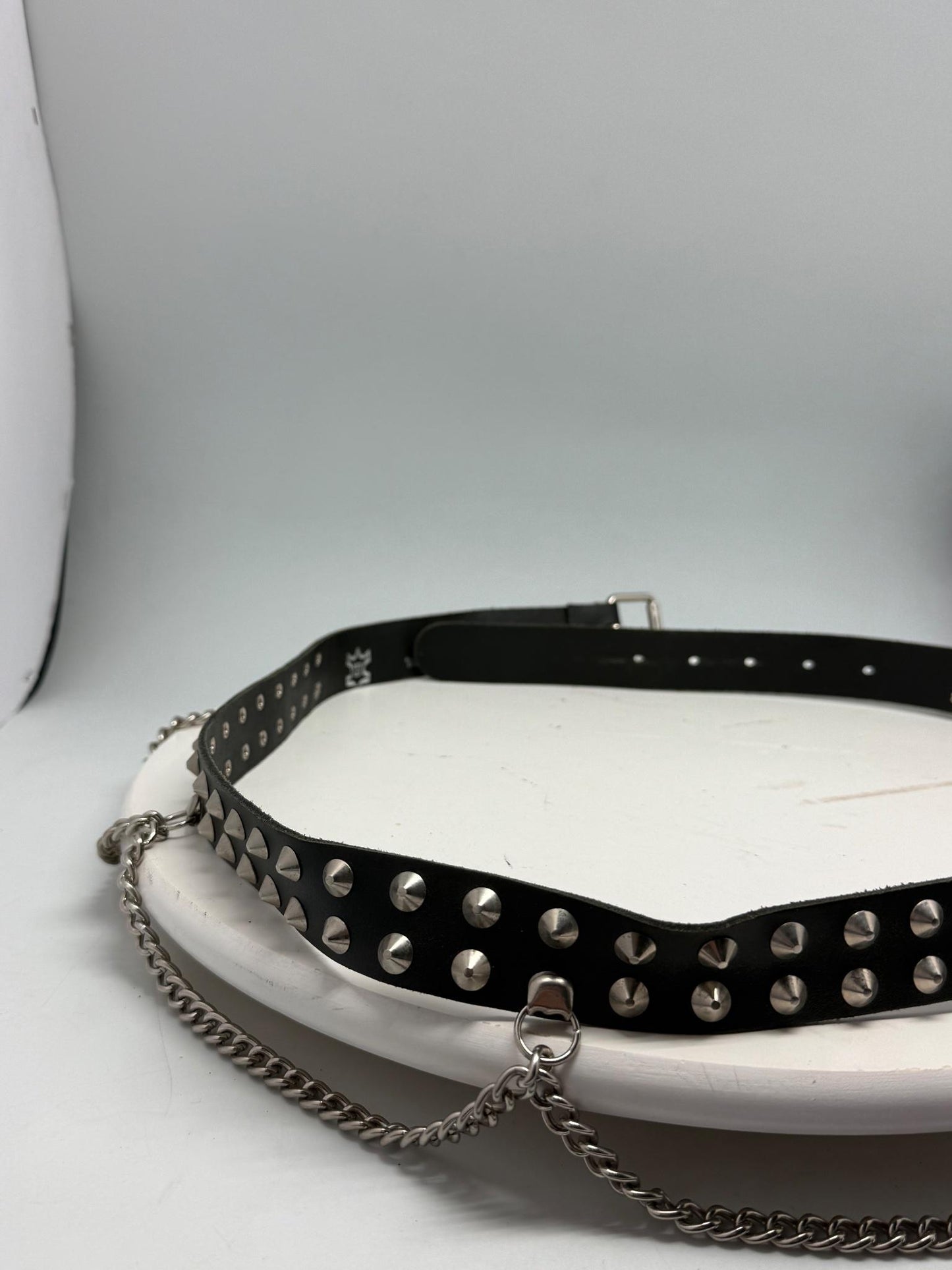 Gothic Black Leather Belt With Silver Studs — additional view 9