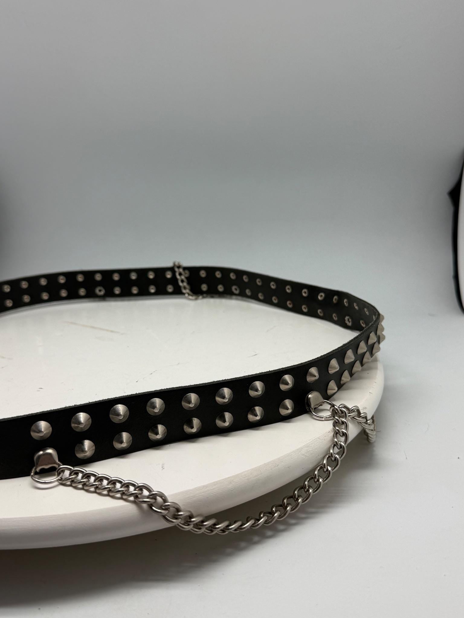 Gothic Black Leather Belt With Silver Studs — additional view 11