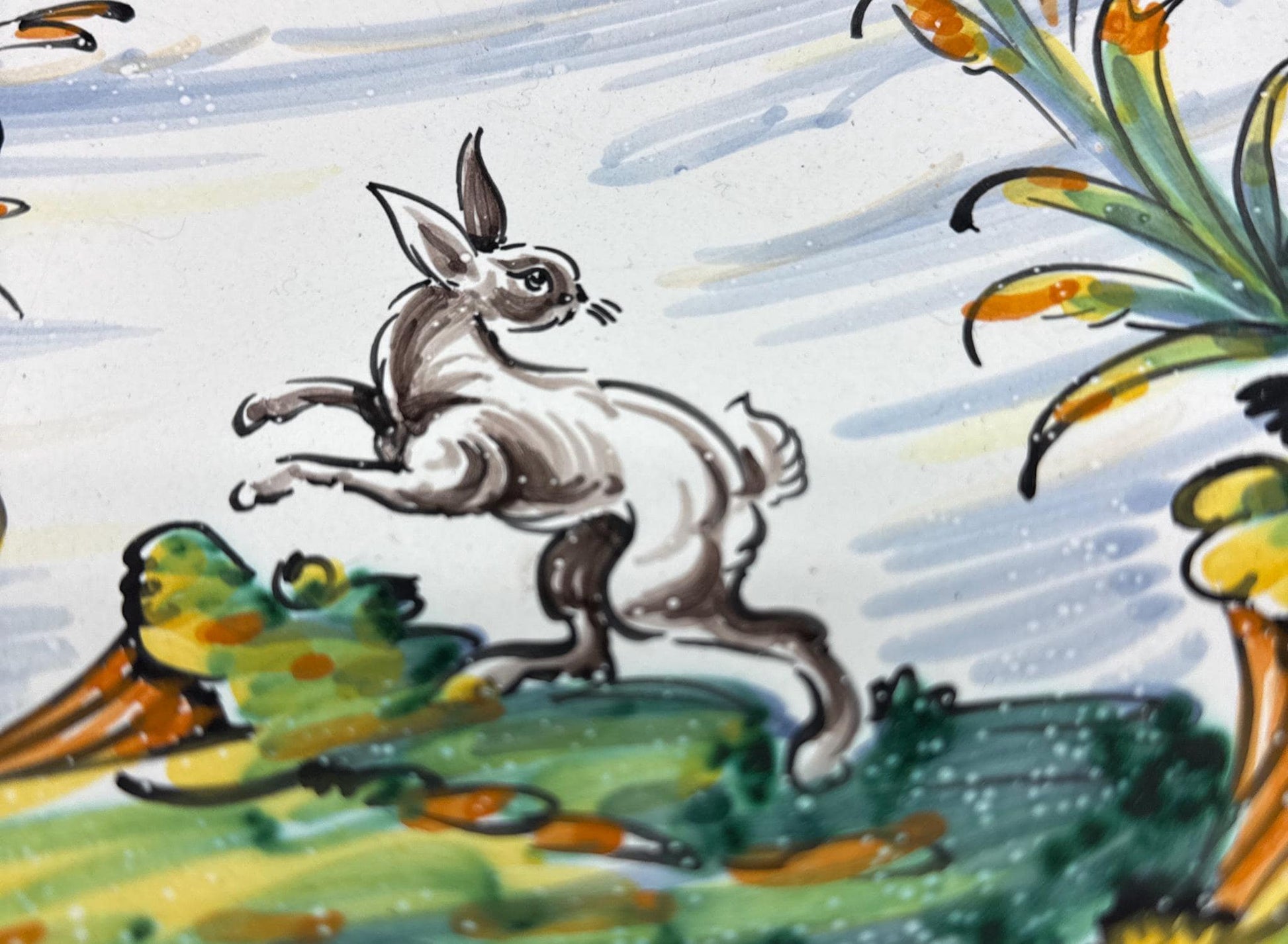 Vintage Handpainted Rabbit Ceramic Plate — additional view 7