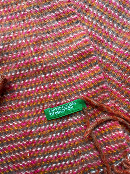 Benetton Pink Checkered Wool Blend Scarf — detail
