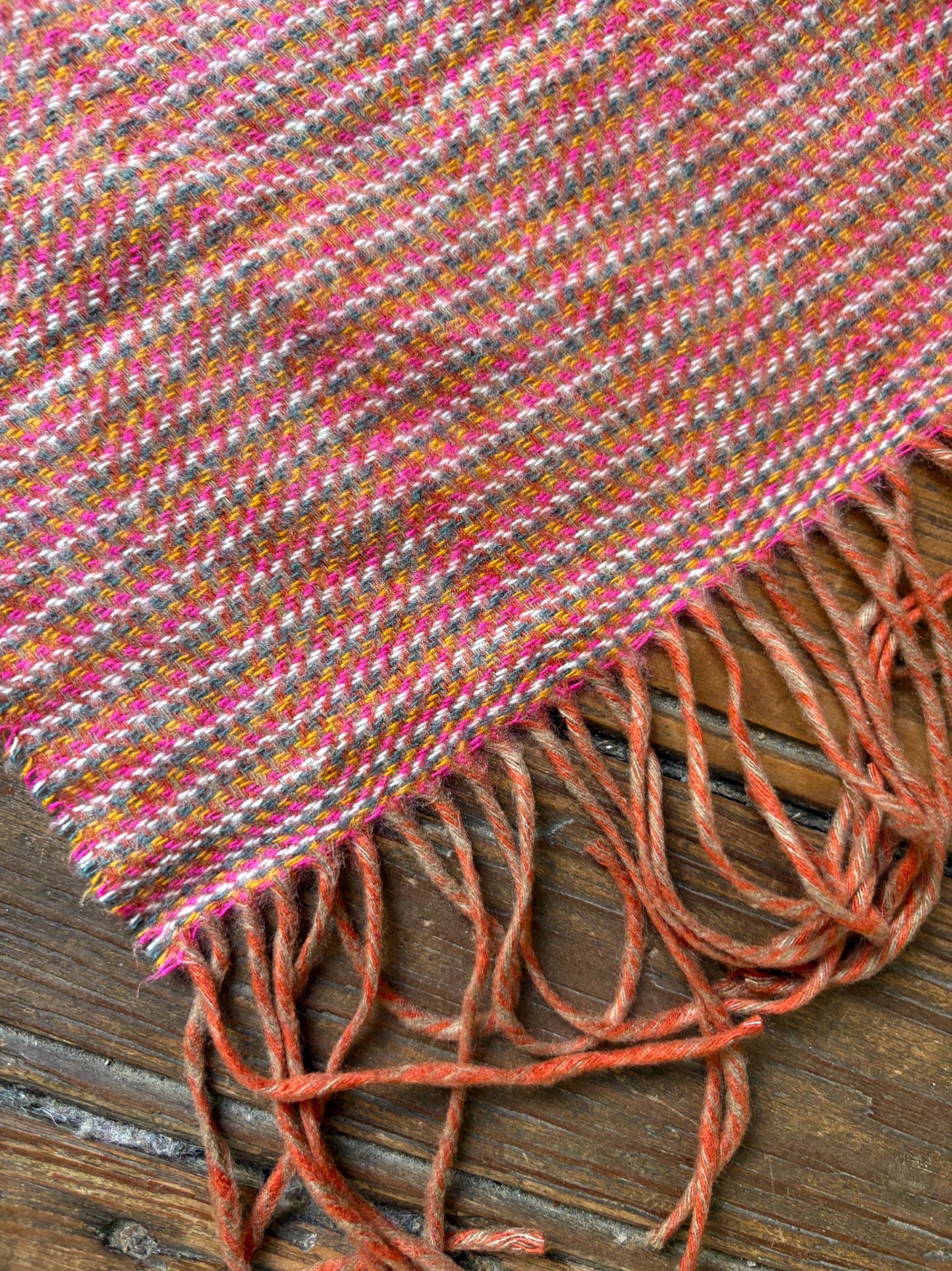 Benetton Pink Checkered Wool Blend Scarf — additional view 6