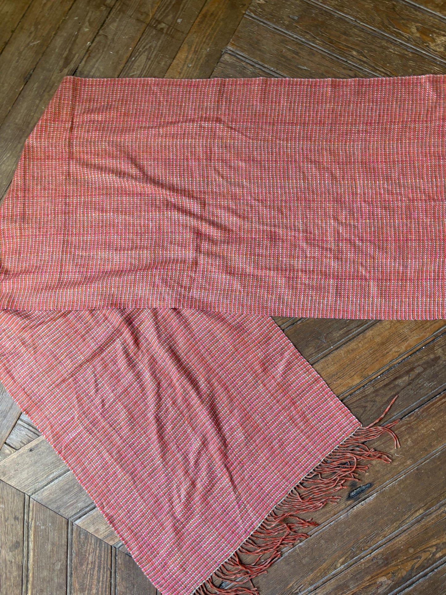Benetton Pink Checkered Wool Blend Scarf — additional view 9